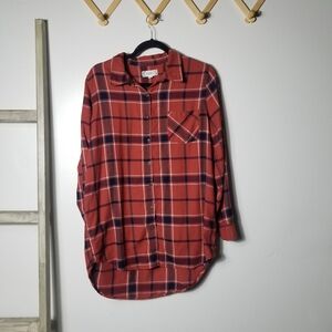 PINK ROSE WOMEN'S ORANISH RED BUTTON DOWN FLANNEL SIZE MEDIUM